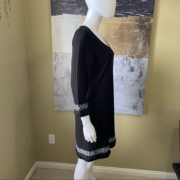 Jane & John Knee Length Black Dress with Embellished Trim - Picture 3 of 7